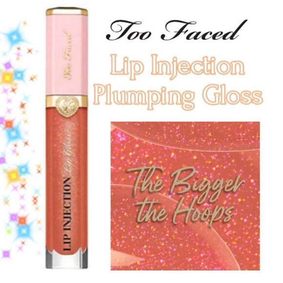 Too Faced Lip Injection Plumping Gloss- The Bigger the Hoops (Warm Nude Glitter) - Picture 1 of 15